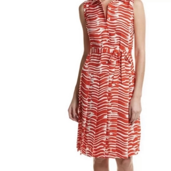CAbi | Womens Red Brushstroke Dress Button Front Size S - Picture 4 of 13